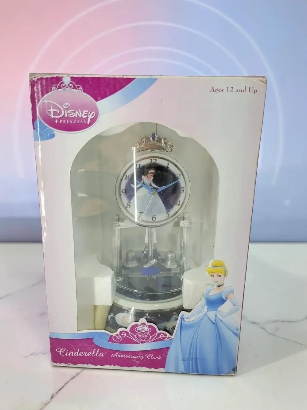 Disney Princess Cinderella Anniversary Clock Glass Dome Quartz New in Box